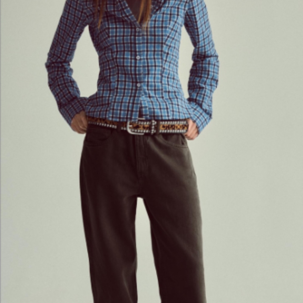 ZARA Blue Plaid Women's Top